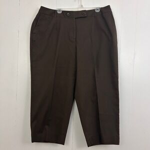 Talbots Classic Stretch Pants Brown Straight Leg Plus Size 20W Cotton Blend